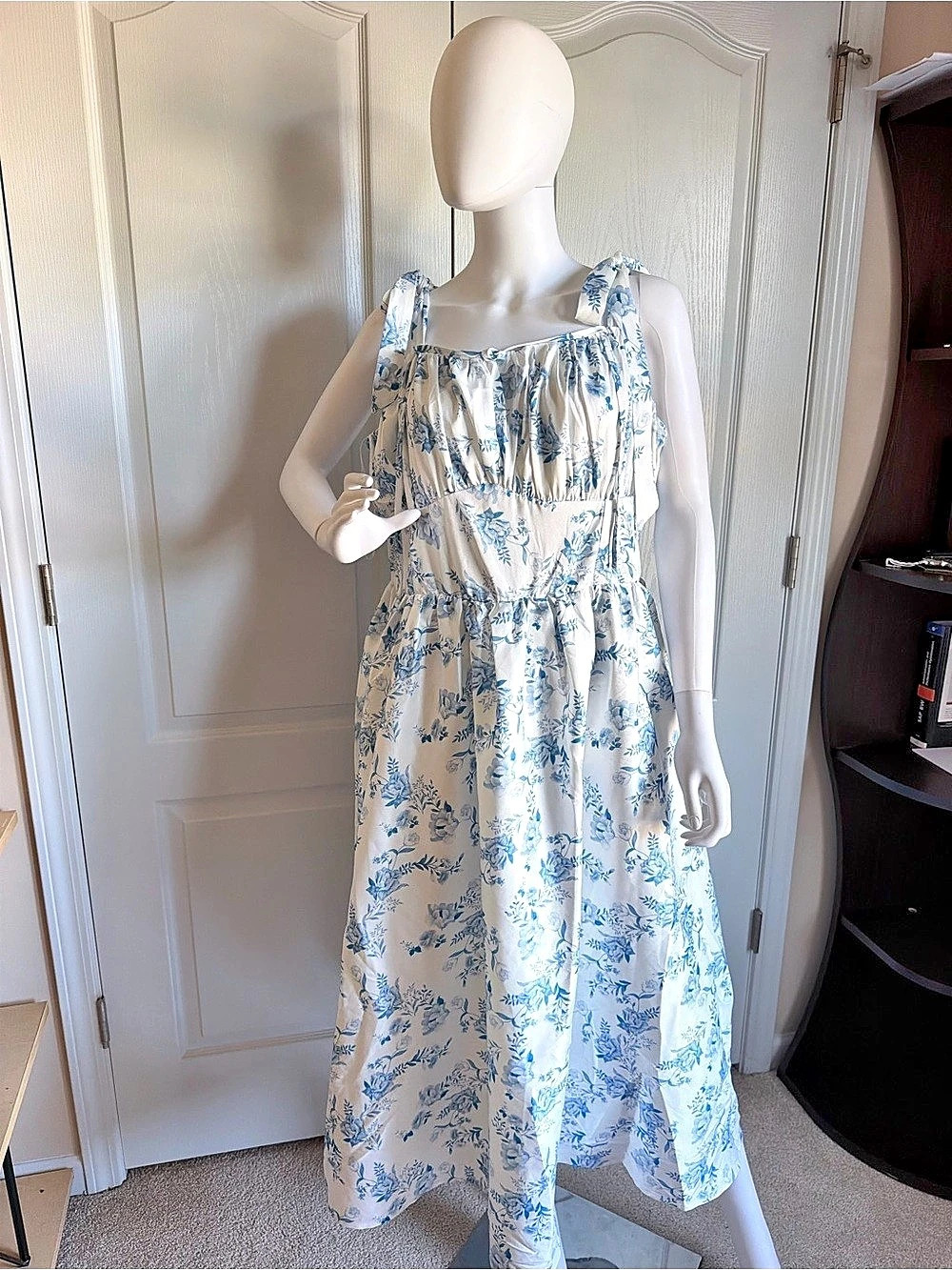 New Fashion Nova Sweet Delilah Floral Midi Dress White & Blue Size 3X